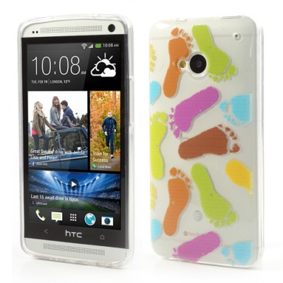 Skaidrus silikoninis HTC One M7 spalvotas dėklas (Dėkliukas) / Priedai.lt