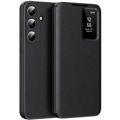 "Qing" Smart View Solid Flip Case - Black (Galaxy S26+)
