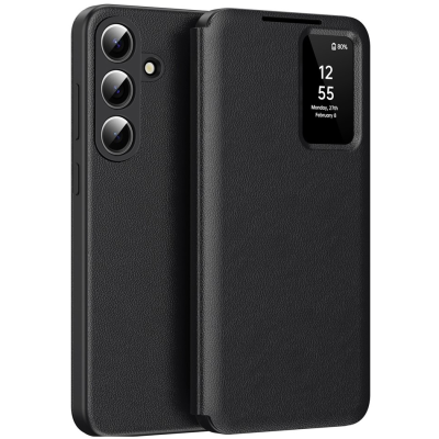"Qing" Smart View Solid Flip Case - Black (Galaxy S26)