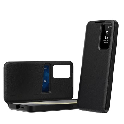"Qing" Smart View Solid Flip Case - Black (Galaxy S26)