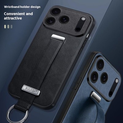 "SULADA" Leather Kickstand Case - Black (iPhone 17 Pro Max)