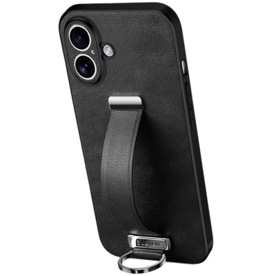 "SULADA" Leather Kickstand Case - Black (iPhone 17)