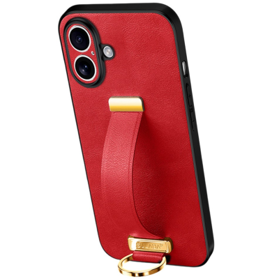 "SULADA" Leather Kickstand Case - Red (iPhone 17)