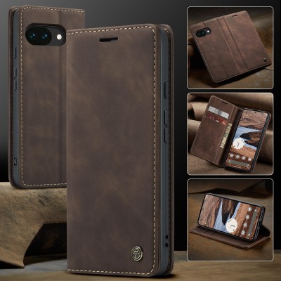 „CaseMe“ Retro Solid Flip Case - Brown (Pixel 10a)