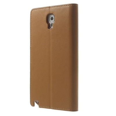 Mercury Sonata atverčiamas Samsung Galaxy Note 3 Neo (N7505) šviesiai rudas odinis dėklas - piniginė / Priedai.lt