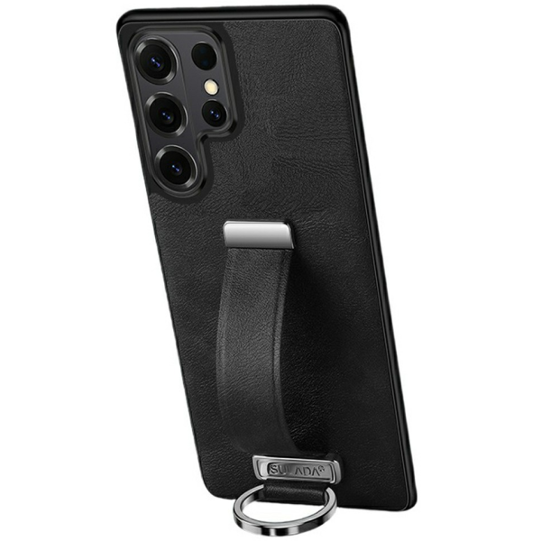"SULADA" Leather Kickstand Case - Black (Galaxy S26 Ultra)