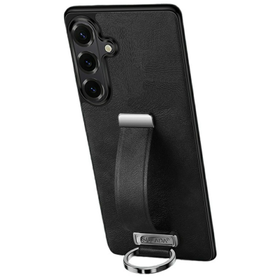 "SULADA" Leather Kickstand Case - Black (Galaxy S26)