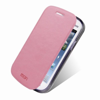 „Mofi“ Rui serijos Samsung Galaxy Trend Lite S7390 (S7392) rožinis odinis atverčiamas dėklas / Priedai.lt