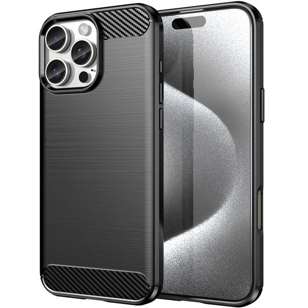 "AMORUS" Carbon hard silicone (TPU) case - black (iPhone 16 Pro Max)