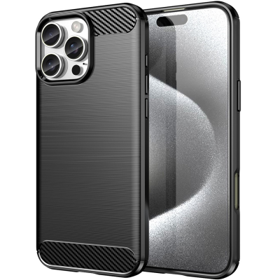 "AMORUS" Carbon hard silicone (TPU) case - black (iPhone 16 Pro)