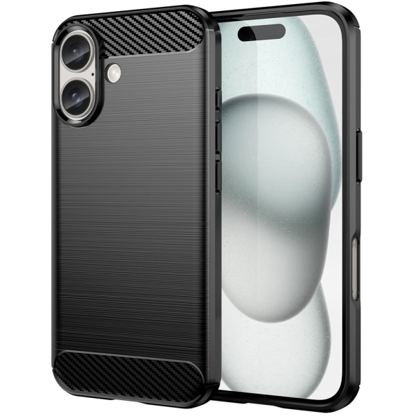 "AMORUS" Carbon hard silicone (TPU) case - black (iPhone 16)