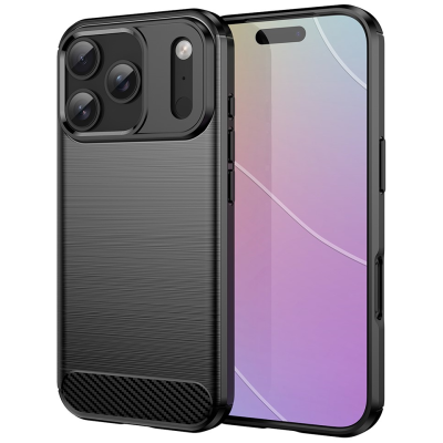 "AMORUS" Carbon hard silicone (TPU) case - black (iPhone 17 Pro)