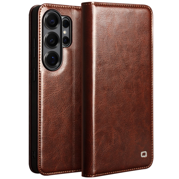 "QIALINO" flip case cover - brown (Galaxy S26 Ultra)