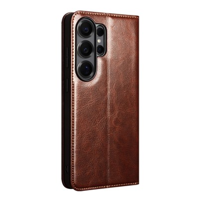 "QIALINO" flip case cover - brown (Galaxy S26 Ultra)