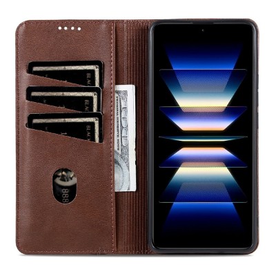 „AZNS“ Retro atverčiamas dėklas - rudas (Xiaomi 17 Ultra)