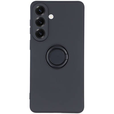 "Dechen" Ring Kickstand hard silicone (TPU) case cover - Black (Galaxy S26)