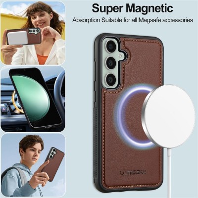 "LC.IMEEKE" MagSafe 2-in-1 Flip Case - brown (Galaxy A57)