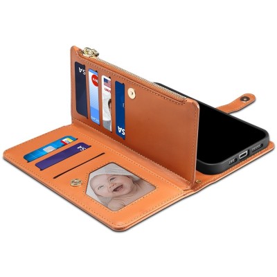 "ESEBLE" Solid Case with Detachable Wallet - Brown (Galaxy A57)
