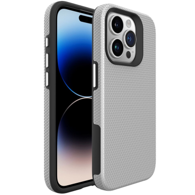 „TUKU“ Shockproof hard silicone case - silver (iPhone 16 Pro)