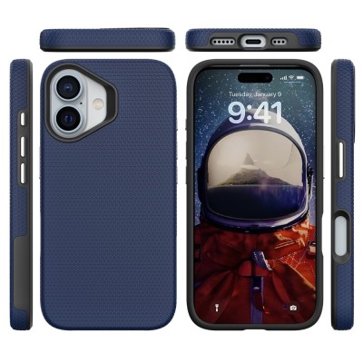 „TUKU“ Shockproof hard silicone case - dark blue (iPhone 16)