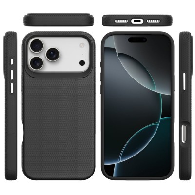 „TUKU“ Shockproof hard silicone case - black (iPhone 17 Pro)