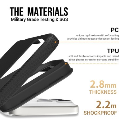 „TUKU“ Shockproof hard silicone case - black (iPhone 17 Pro)