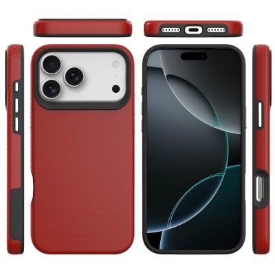„TUKU“ Shockproof hard silicone case - red (iPhone 17 Pro Max)