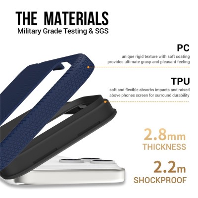 „TUKU“ Shockproof hard silicone case - dark blue (iPhone 17 Pro Max)