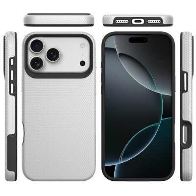 „TUKU“ Shockproof hard silicone case - silver (iPhone 17 Pro Max)