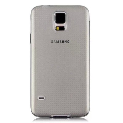 Samsung Galaxy S5 (S5 Neo) skaidrus kieto silikono TPU ploniausias pasaulyje pilkas dėklas / Priedai.lt