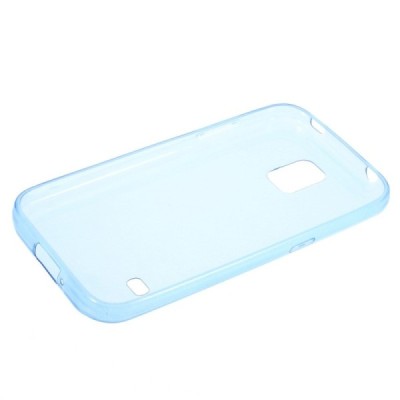 Samsung Galaxy S5 (S5 Neo) skaidrus (permatomas) kieto silikono TPU ploniausias pasaulyje mėlynas dėklas / Priedai.lt