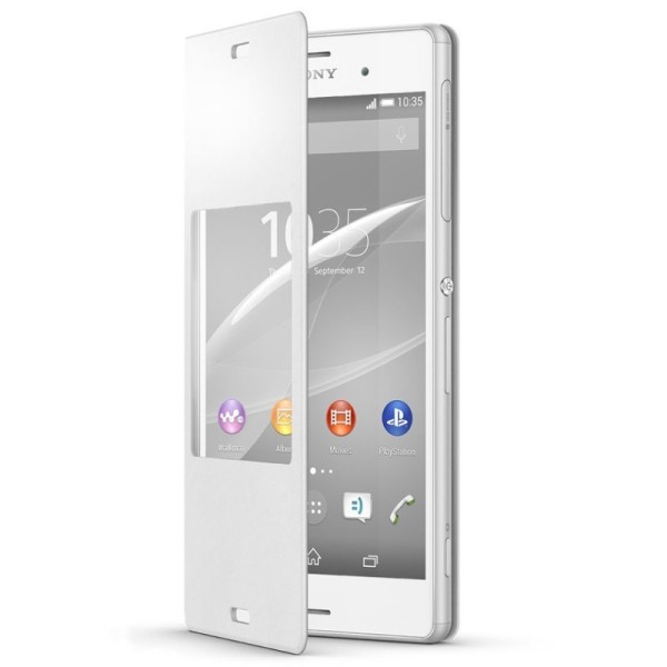 „Sony“ Style Cover Window atverčiamas dėklas - baltas (Xperia Z3)