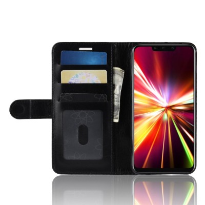 Huawei Mate 20 Lite atverčiamas juodas odinis dėklas - piniginė / Priedai.lt