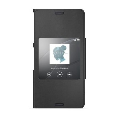 Oficialius Sony Xperia Z3 Compact Style Cover Window juodas atverčiamas dėklas SCR26 / Priedai.lt