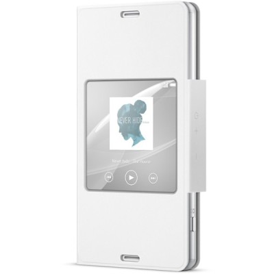 Oficialius Sony Xperia Z3 Compact Style Cover Window baltas atverčiamas dėklas SCR26 / Priedai.lt