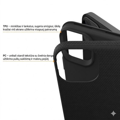 „TUKU“ Shockproof hard silicone case - black (iPhone 15)