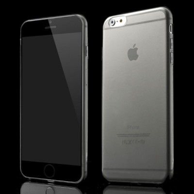 Apple iPhone 6 Plus (6s Plus) skaidrus (permatomas) kieto silikono TPU ploniausias pasaulyje pilkas dėklas / Priedai.lt