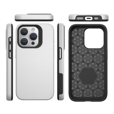 „TUKU“ Shockproof hard silicone case - silver (iPhone 16 Pro Max)