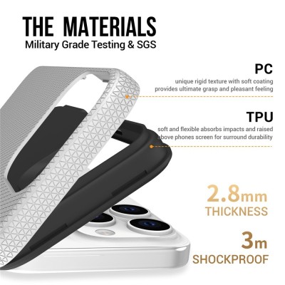 „TUKU“ Shockproof hard silicone case - silver (iPhone 16 Pro Max)