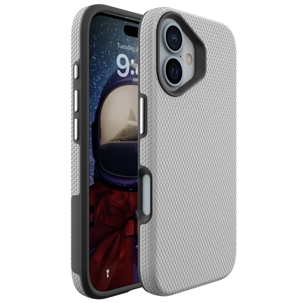 „TUKU“ Shockproof hard silicone case - silver (iPhone 16)