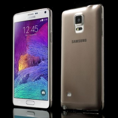 Samsung Galaxy Note 4 (N910) skaidrus (permatomas) kieto silikono TPU ploniausias pasaulyje pilkas dėklas / Priedai.lt