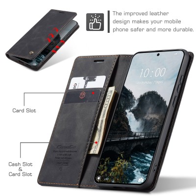 „CaseMe“ Retro Solid Flip Case - Black (Xiaomi 17 Ultra)