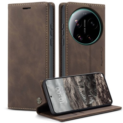 „CaseMe“ Retro Solid Flip Case - Brown (Xiaomi 17 Ultra)