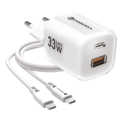 „Forcell“ F-Energy Crystal wall charger (33W) + USB-C cable - white