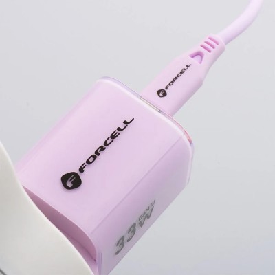 „Forcell“ F-Energy Crystal wall charger (33W) + USB-C cable - pink
