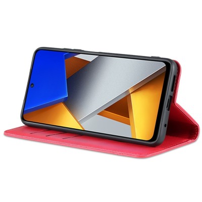 "AZNS" Retro flip book case - Red (Poco M4 Pro 4G)