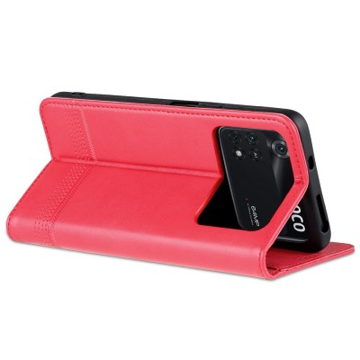 "AZNS" Retro flip book case - Red (Poco M4 Pro 4G)