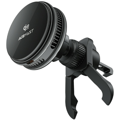 ''ACEFAST'' D66 Magnetic Magsafe ventilated car phone holder / charger (25W) - black