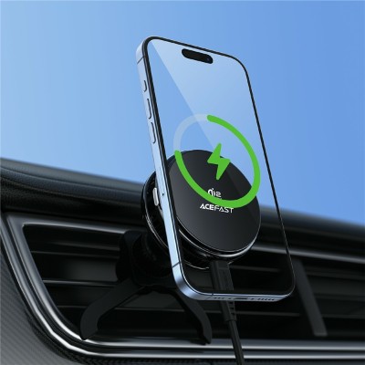 ''ACEFAST'' D66 Magnetic Magsafe ventilated car phone holder / charger (25W) - black