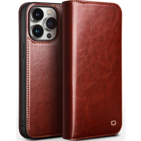 "QIALINO" flip case cover - brown (iPhone 15 Pro Max)